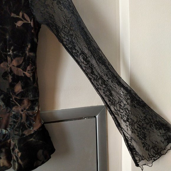 Velvet and Lace Brown blouse - S - Made in Italy - Picture 3 of 12